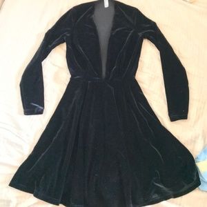 Black Velvet V-Neck Dress